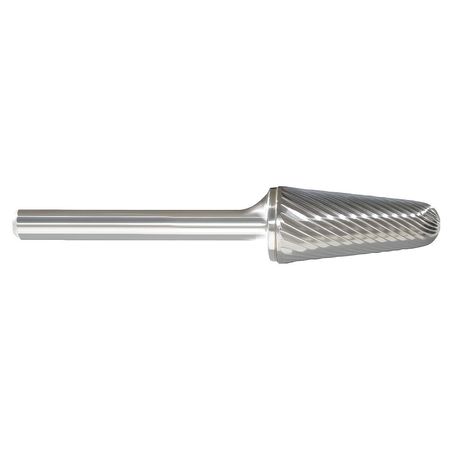 ZORO SELECT Carbide Bur, Taper Radius, 3/8, 1/4 Shank 310-001186