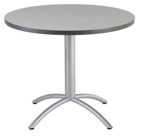 ICEBERG Round CafÃ©Worksâ„¢ Table, Gray - 36" Round x 29"H, 36" W, 29" H, Laminated Melamine Top, Grey 65621