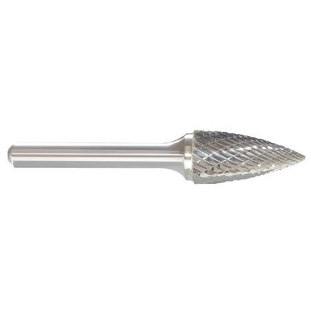 ZORO SELECT Carbide Bur, Pointed Tree, 1/2, 1/4 Shank 310-002141