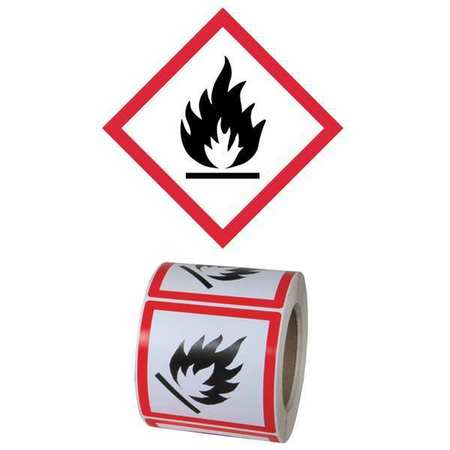 Ghs Safety Pictogram Label, Flame Hazard, PK500 GHS1261