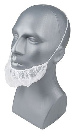 CONDOR Beard Net Cover, Polypropylene, Latex-Free, White, Size Universal, 1000 Per Box 23KX01