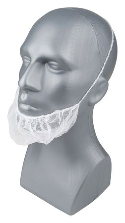 Condor Beard Net Cover, Polypropylene, Latex-Free, White, Size Universal, 1000 Per Box 23KX01