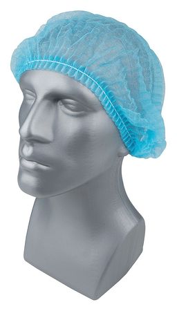 Condor Pleated Bouffant Cap, PP, 24 In, Blue, PK100 23KX22