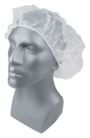 Condor Bouffant Cap, PP, 28 In, White, PK1000 23KX27