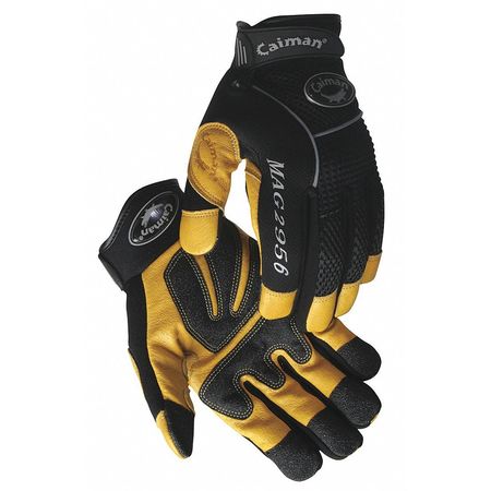 CAIMAN Mechanics Gloves, M, Black/Gold, Mesh/Neoprene 2956-4