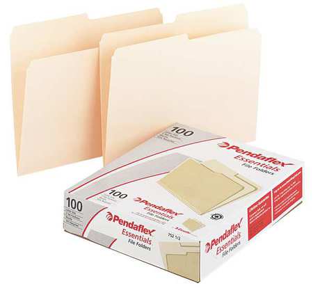 Pendaflex File Folders 8-1/2" x 11", 1/2-Cut Tab, Manila, Pk100 PFX75212