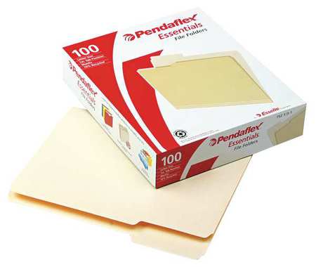 PENDAFLEX File Folders 8-1/2" x 11", 1/3-Cut Tab, Manila, Pk100 PFX752131