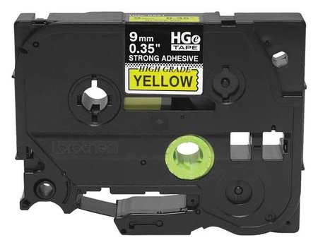 BROTHER Adhesive Label Tape Cartridge 0.35" x 26-1/4 ft., Black/Yellow HGeS6215PK
