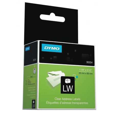 DYMO Printer Label, Clear, Labels/Roll: 130 30254