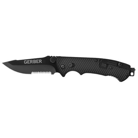 GERBER Folding Knife, Serrated, Drop, 3-1/2 in 22-01870
