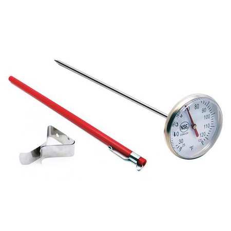 ZORO SELECT 8" Stem Analog Dial Pocket Thermometer, 25 Degrees to 125 Degrees F 23NU24