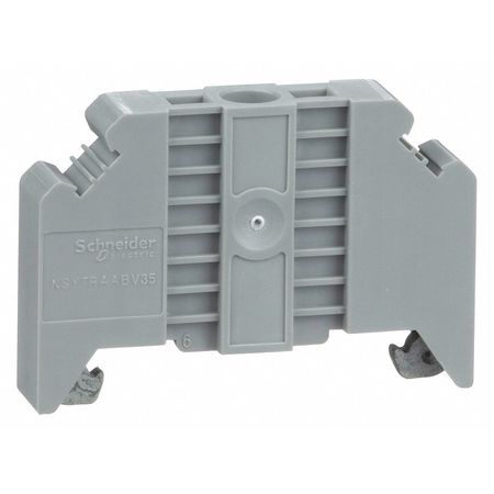 SCHNEIDER ELECTRIC DIN Rail End Clamp, Screw Mount, 1.99 in L, Linergy TR, Plastic, Gray NSYTRAABV35