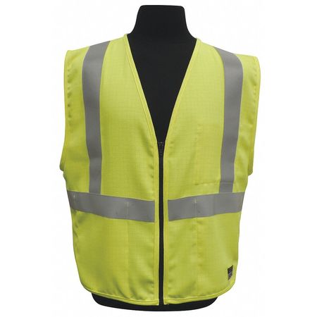 KISHIGO Large Class 2 Flame Resistant High Visibility Vest, Lime AZFM300-L