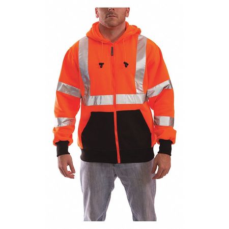 TINGLEY Job Sight Hi-Vis Hooded Sweatshirt, Orange/Black, PET, XL S78129