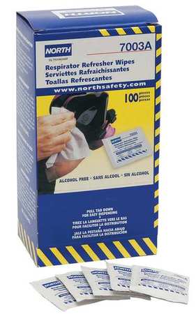 Honeywell North Respirator Wipes, Alcohol Free, PK100 7003A