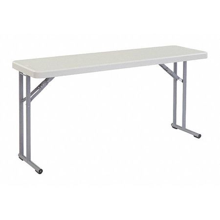 National Public Seating Rectangle Folding Table, 18" W, 60" L, 29-1/2" H, Blow-molded plastic Top, Speckled Gray BT-1860