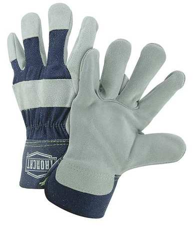 PIP Lthr Palm Gloves, Cowhide, Blu/Gray, M, PK12 IC5/M