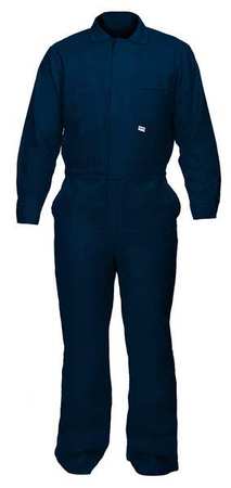 CHICAGO PROTECTIVE APPAREL Flame Resistant Coverall, Navy Blue, Cotton Blend, M 605-IND-N- M