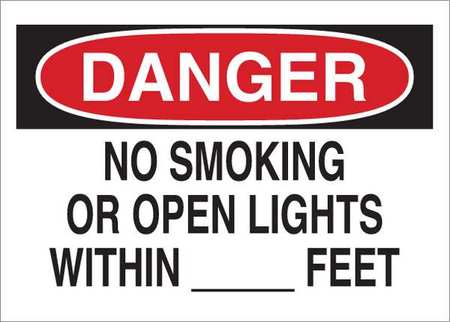 BRADY No Smoking Sign, 7" H, 10" W, Rectangle, English, 42661 42661