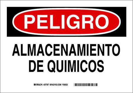 BRADY Danger/Peligro Sign, 7X10, Spanish, Height: 7" 37787