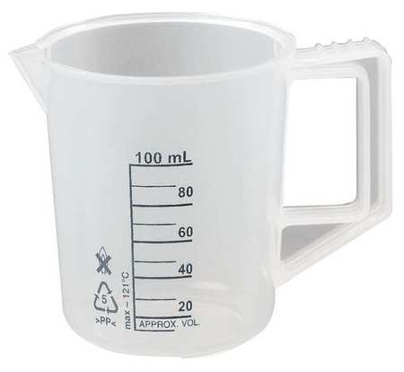 Lab Safety Supply Beaker with Handle, 100mL, PK6 23X901