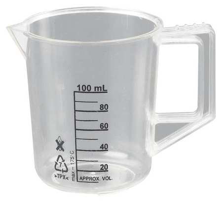 LAB SAFETY SUPPLY Beaker with Handle, 100mL, Poly, PK6 23X905