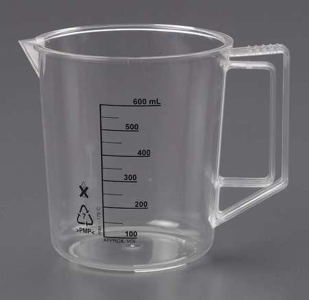 Lab Safety Supply Beaker with Handle, 500mL, Poly, PK6 23X907