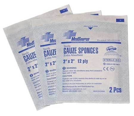 MEDSOURCE Sterile Gauze, 2" x 2", PK1500 MS-GZ2212S