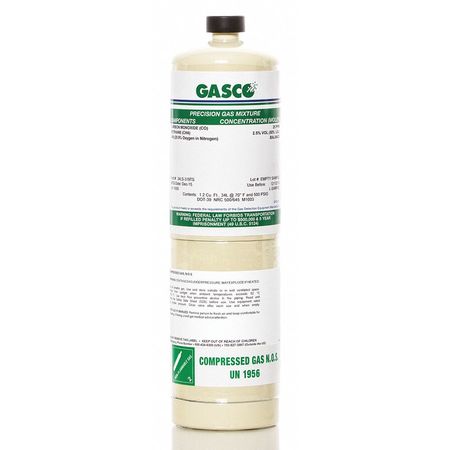 GASCO Calibration Gas, Air, Isobutylene, 34 L, CGA 600 Connection, +/-5% Accuracy, 500 psi Max. Pressure 34LS-248-100