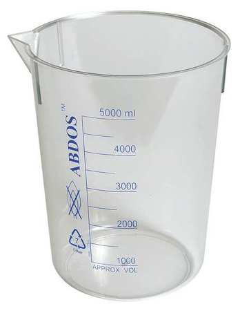 ZORO SELECT Beaker, 10,000mL, 1000mL, Polypropyln, Clear P50708