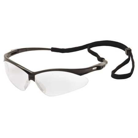 CONDOR Safety Glasses, Agitator Series, Anti-Scratch, Wraparound, Black Half-Frame, Clear Lens 23Y617