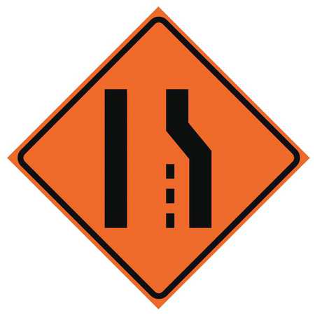 EASTERN METAL SIGNS AND SAFETY Lane Ends Traffic Sign, 36 in H, 36 in W, Vinyl, Diamond, No Text, 669-C/36-NRVFO-RS 669-C/36-NRVFO-RS