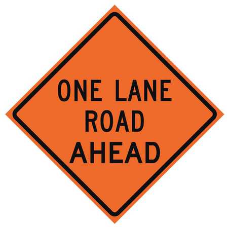 Eastern Metal Signs And Safety One Lane Road Traffic Sign, 48 in H, 48 in W, Vinyl, Diamond, English, 669-C/48-RVFO-OR 669-C/48-RVFO-OR