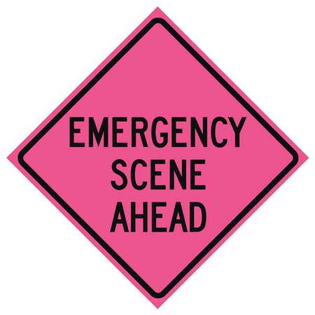 EASTERN METAL SIGNS AND SAFETY Emergency Scene Ahead Traffic Sign, 48 in Height, 48 in Width, Vinyl, Diamond, English 669-C/48-SBFP-ES