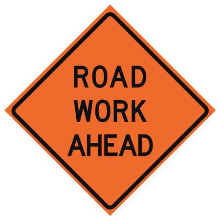 EASTERN METAL SIGNS AND SAFETY Road Work Ahead Traffic Sign, 48 in H, 48 in W, Vinyl, Diamond, English, 669-C/48-NRVFO-RW 669-C/48-NRVFO-RW