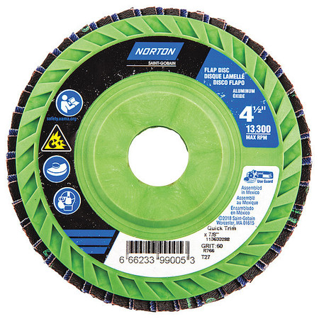 Norton Abrasives 4-1/2" dia. 7/8" arbor 60 Grit Flap Disc 66623399005