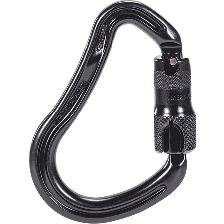 MSA SAFETY Carabiner, Double-Action Twist Lock, 4 9/10 in Length, Aluminum, Black SRCA883