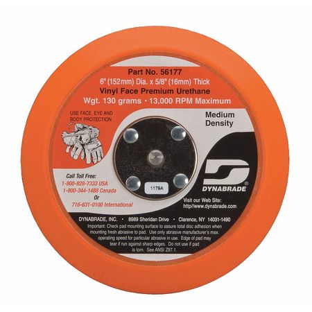 DYNABRADE Non-Vacuum, Disc Pad, Short Nap, 6" 56177