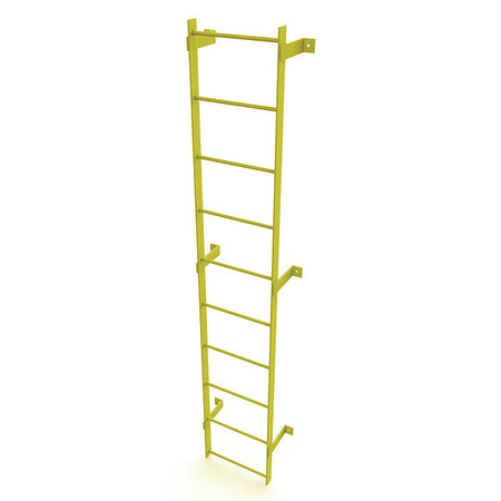 TRI-ARC 9 ft. Ladder, Steel, Standard Fixed, 10-Rung, Steel, 10 Steps, Safety Yellow Finish WLFS0110-Y