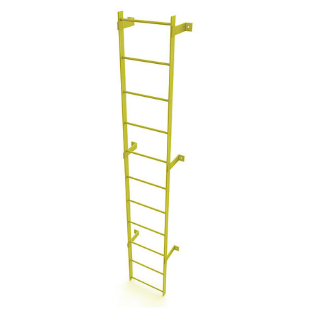 TRI-ARC 10 ft. Ladder, Steel, Standard Fixed, 11-Rung, Steel, 11 Steps, Safety Yellow Finish WLFS0111-Y
