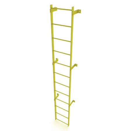 TRI-ARC 11 ft. Ladder, Steel, Standard Fixed, 12-Rung, Steel, 12 Steps, Safety Yellow Finish WLFS0112-Y