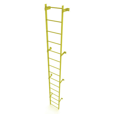 TRI-ARC 14 ft. Ladder, Steel, Standard Fixed, 15-Rung, Steel, 15 Steps, Safety Yellow Finish WLFS0115-Y
