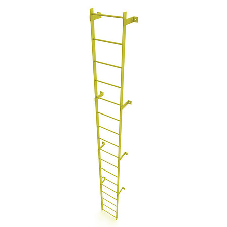 TRI-ARC 16 ft. Ladder, Steel, Standard Fixed, 17-Rung, Steel, 17 Steps, Safety Yellow Finish WLFS0117-Y