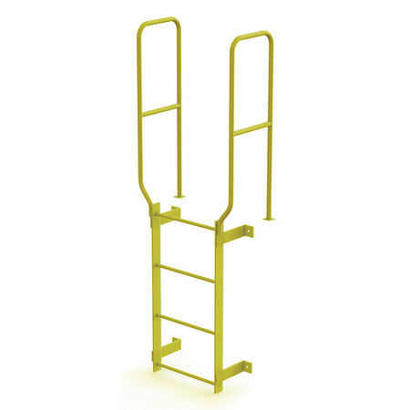 TRI-ARC 6 ft. 6" Ladder, Walk-Thru Fixed, Steel, 4-Rung, Steel, 4 Steps, Top Exit, Safety Yellow Finish WLFS0204-Y