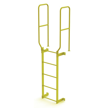 TRI-ARC 7 ft. 6" Ladder, Walk-Thru Fixed, Steel, 5-Rung, Steel, 5 Steps, Top Exit, Safety Yellow Finish WLFS0205-Y