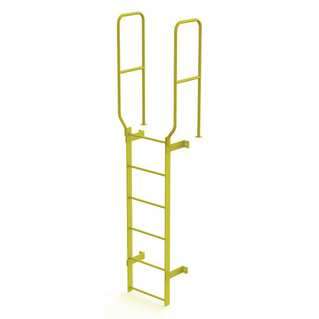 Tri-Arc 8 ft. 6" Ladder, Walk-Thru Fixed, Steel, 6-Rung, Steel, 6 Steps, Top Exit, Safety Yellow Finish WLFS0206-Y
