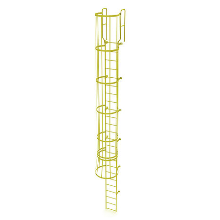 TRI-ARC 26 ft. 6" Ladder, Steel, WalkThru Fixed Cage, 24-Rung, Steel, 24 Steps, Safety Yellow Finish WLFC1224-Y