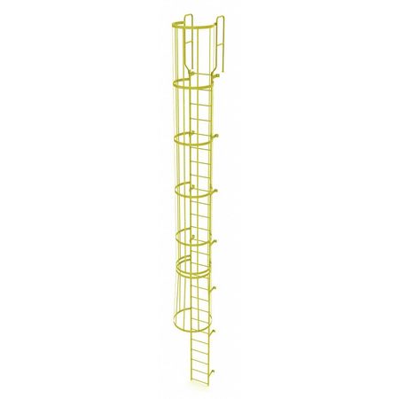 TRI-ARC 28 ft. 6" Ladder, Steel, WalkThru Fixed Cage, 26-Rung, Steel, 26 Steps, Safety Yellow Finish WLFC1226-Y