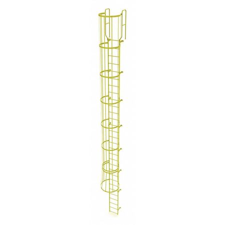 TRI-ARC 32 ft. 6" Ladder, Steel, WalkThru Fixed Cage, 30-Rung, Steel, 30 Steps, Safety Yellow Finish WLFC1230-Y