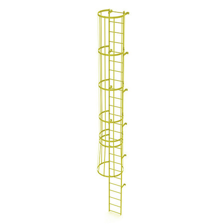 TRI-ARC 24 ft. Ladder, Standard Fixed Cage, Steel, 25-Rung, Steel, 25 Steps, Safety Yellow Finish WLFC1125-Y